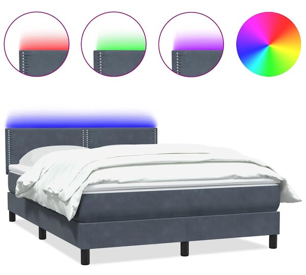 Box spring postel s matrací a LED tmavě šedá 160x210 cm samet 3316792