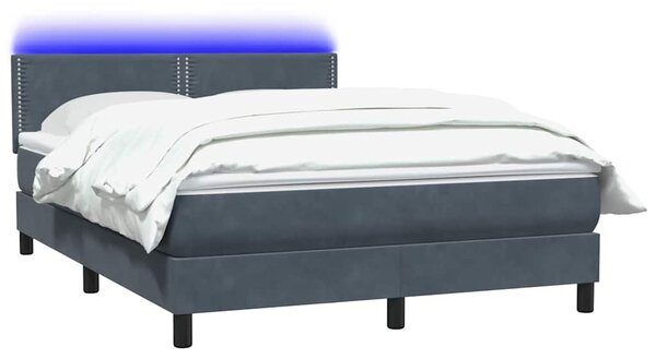 Box spring postel s matrací a LED tmavě šedá 160x210 cm samet 3316792