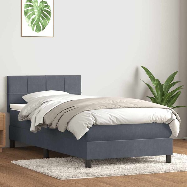 Box spring postel s matrací a LED tmavě šedá 80x220 cm samet 3316906