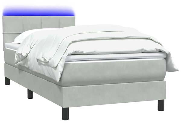Box spring postel s matrací a LED Světle šedá 90x220 cm Samet 3316911