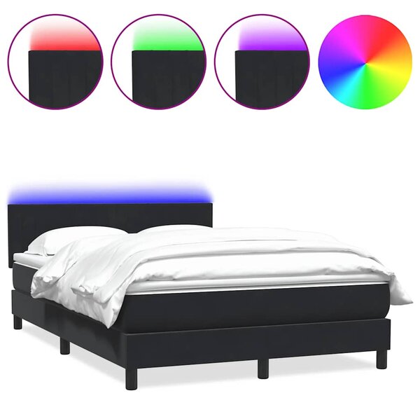 Box spring postel s matrací a LED černá 160x210 cm samet 3317081