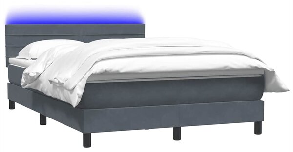 Box spring postel s matrací a LED tmavě šedá 160x210 cm samet 3316984