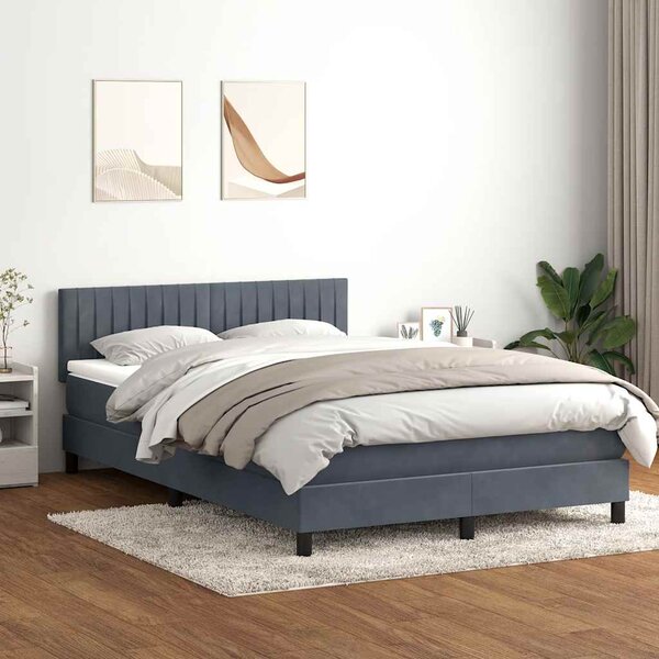 Box spring postel s matrací a LED tmavě šedá 160x210 cm samet 3317080