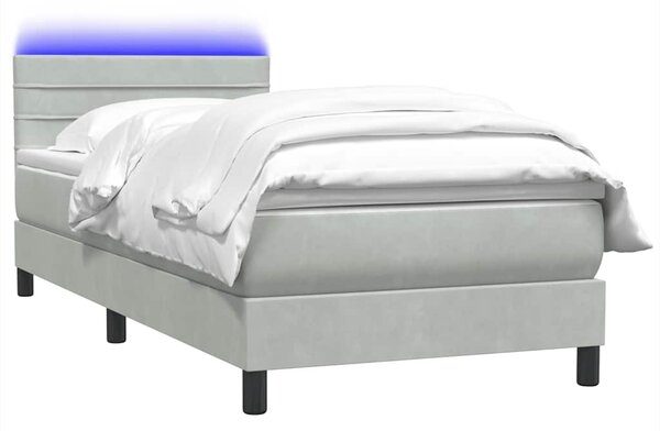 Box spring postel s matrací a LED Světle šedá 90x220 cm Samet 3317007
