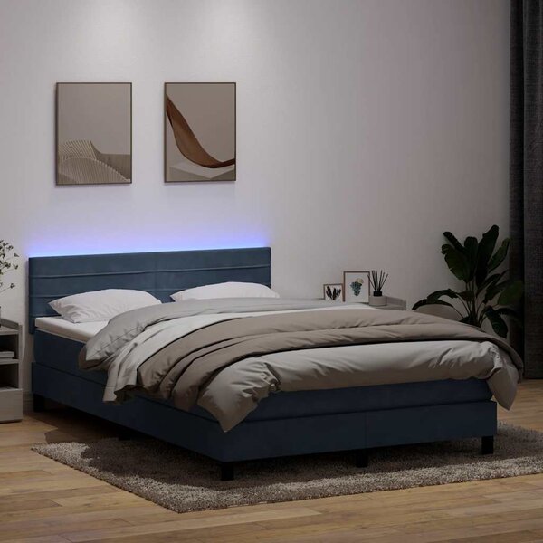Box spring postel s matrací a LED tmavě šedá 160x210 cm samet 3316984