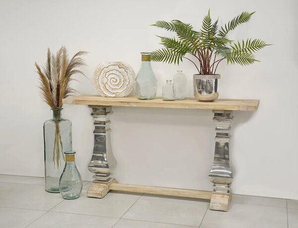 LivinHill Konzolový stolek Glamour 160 cm z masivu hnědý/chrom