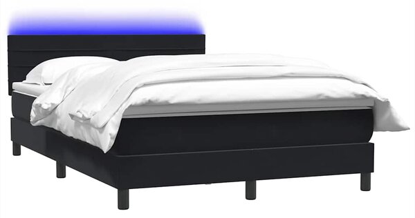Box spring postel s matrací a LED černá 160x210 cm samet 3316985