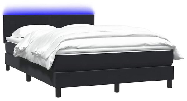 Box spring postel s matrací a LED černá 160x210 cm samet 3317081