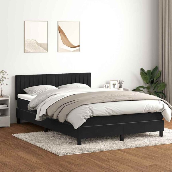 Box spring postel s matrací a LED černá 160x210 cm samet 3317081