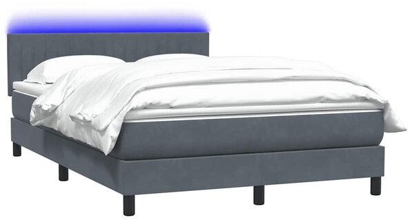 Box spring postel s matrací a LED tmavě šedá 160x210 cm samet 3317080