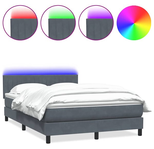 Box spring postel s matrací a LED tmavě šedá 160x210 cm samet 3317080