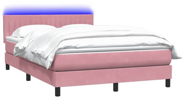 Box spring postel s matrací a LED růžová 160x210 cm samet 3317084