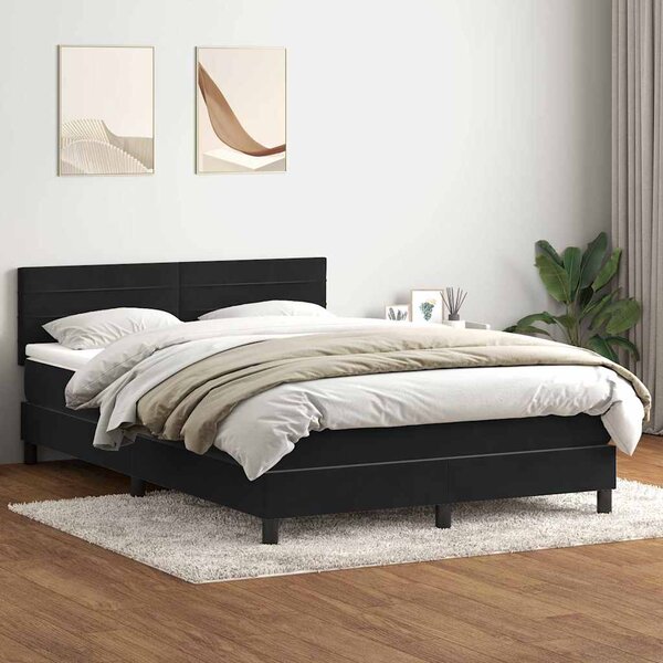 Box spring postel s matrací a LED černá 160x210 cm samet 3316985