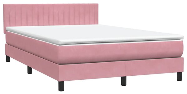 Box spring postel s matrací a LED růžová 160x210 cm samet 3317084