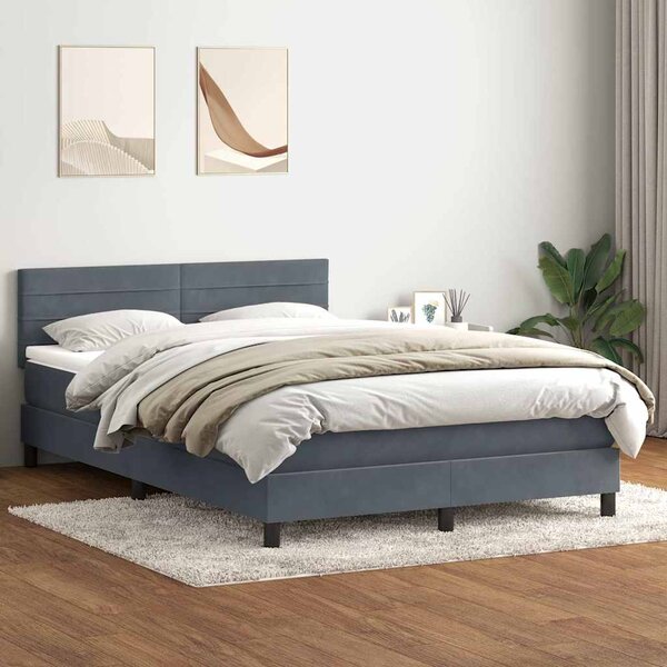 Box spring postel s matrací a LED tmavě šedá 160x210 cm samet 3316984