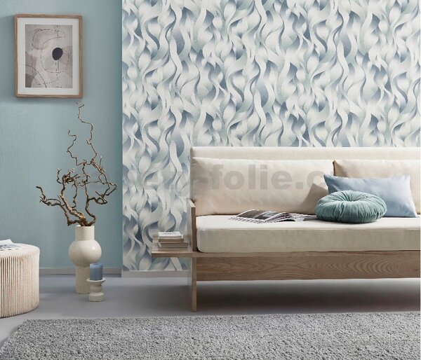 Vliesové tapety na zeď ELLE DECORATION 2 10204-18, rozměr 10,05 m x 0,53 m, 3D plameny modro-zelené, Erismann