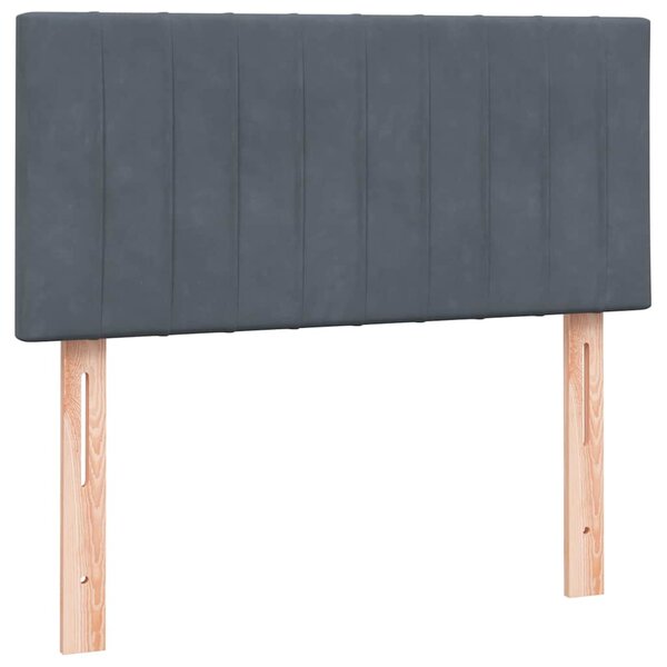 Box spring postel s matrací a LED tmavě šedá 80x220 cm samet 3317098