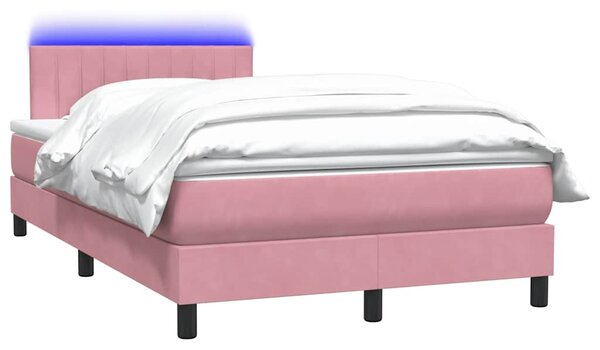 Box spring postel s matrací a LED růžová 120x220 cm samet 3317120