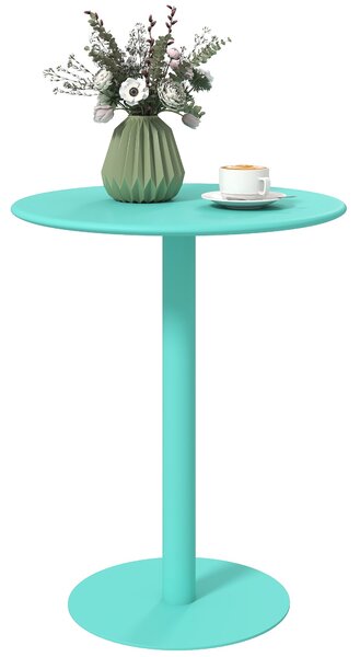 HOMCOM Kulatý Jídelní Stůl pro 2 Osoby, Ocelový Kuchyňský Stůl pro Interiér a Exteriér Ø60x72 cm Zelený | Aosom