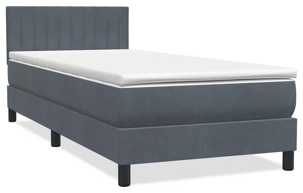 Box spring postel s matrací a LED tmavě šedá 80x220 cm samet 3317098