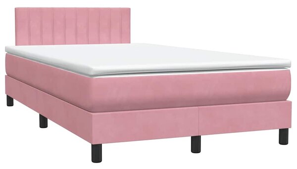 Box spring postel s matrací a LED růžová 120x220 cm samet 3317120