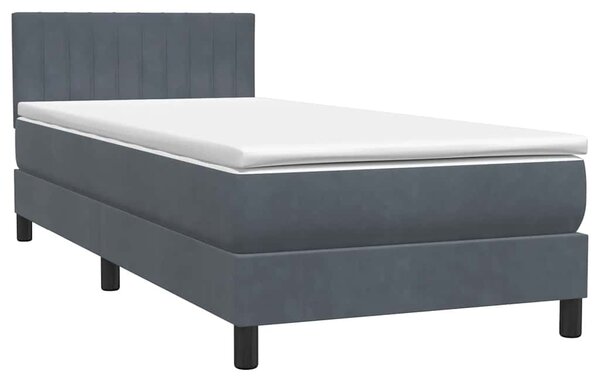 Box spring postel s matrací a LED tmavě šedá 80x220 cm samet 3317098