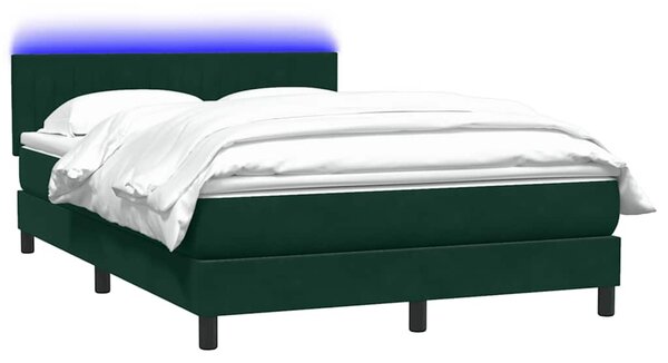 Box spring postel s matrací a LED tmavě zelená 160x220 cm samet 3317130
