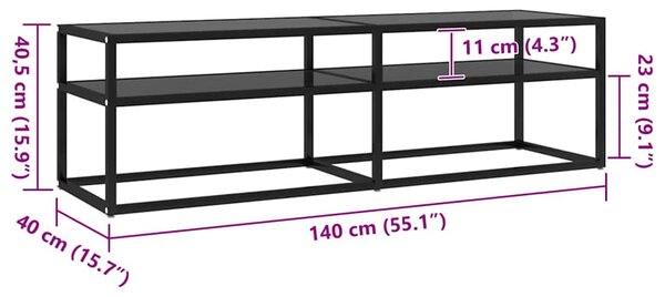 TV stolek černý 140 x 40 x 40,5 cm tvrzené sklo 331715