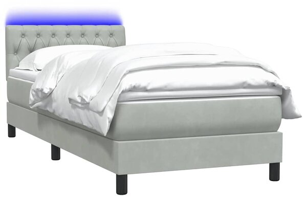 Box spring postel s matrací a LED Světle šedá 90x220 cm Samet 3317199