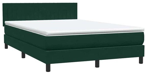 Box spring postel s matrací a LED tmavě zelená 160x220 cm samet 3317130