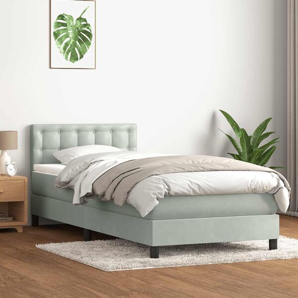 Box spring postel s matrací a LED Světle šedá 90x220 cm Samet 3317295