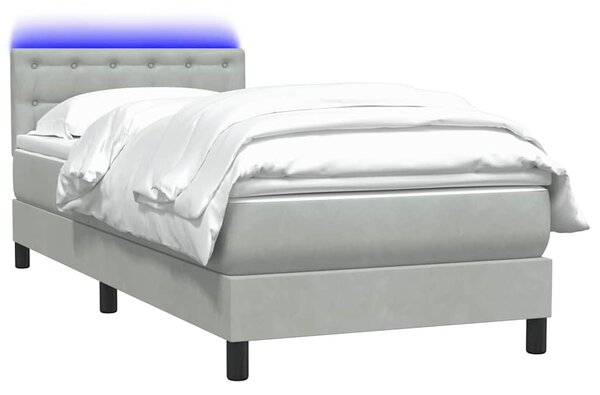 Box spring postel s matrací a LED Světle šedá 90x220 cm Samet 3317295