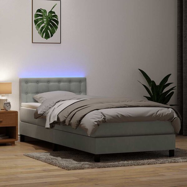 Box spring postel s matrací a LED Světle šedá 90x220 cm Samet 3317295