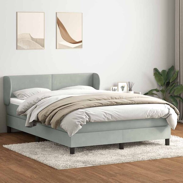 Box spring postel s matrací světle šedá 160x210 cm samet 3317361