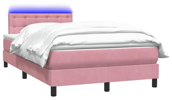 Box spring postel s matrací a LED růžová 120x220 cm samet 3317312