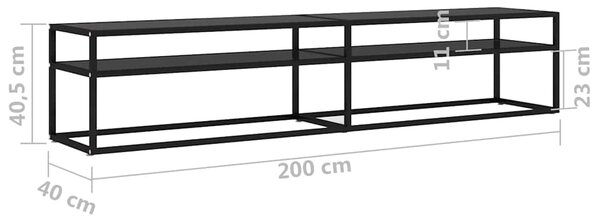 TV stolek černý 200 x 40 x 40,5 cm tvrzené sklo 331727