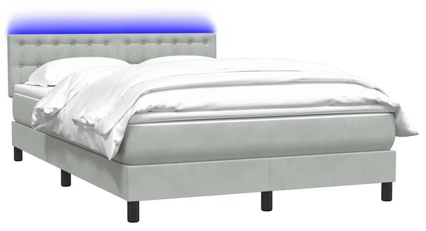 Box spring postel s matrací a LED světle šedá 160x210 cm samet 3317271
