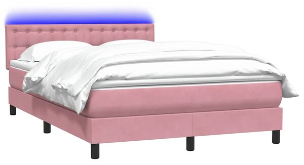 Box spring postel s matrací a LED růžová 160x210 cm samet 3317276