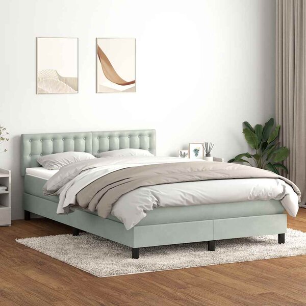 Box spring postel s matrací a LED světle šedá 160x210 cm samet 3317271