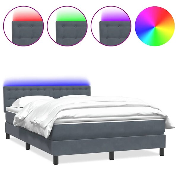 Box spring postel s matrací a LED tmavě šedá 160x210 cm samet 3317272