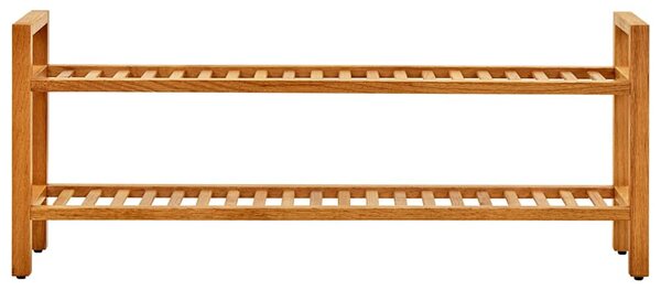Botník se 2 policemi 100 x 27 x 40 cm masivní dubové dřevo 331748