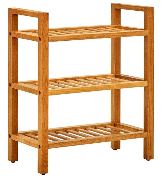 Botník se 3 policemi 50 x 27 x 60 cm masivní dubové dřevo 331745
