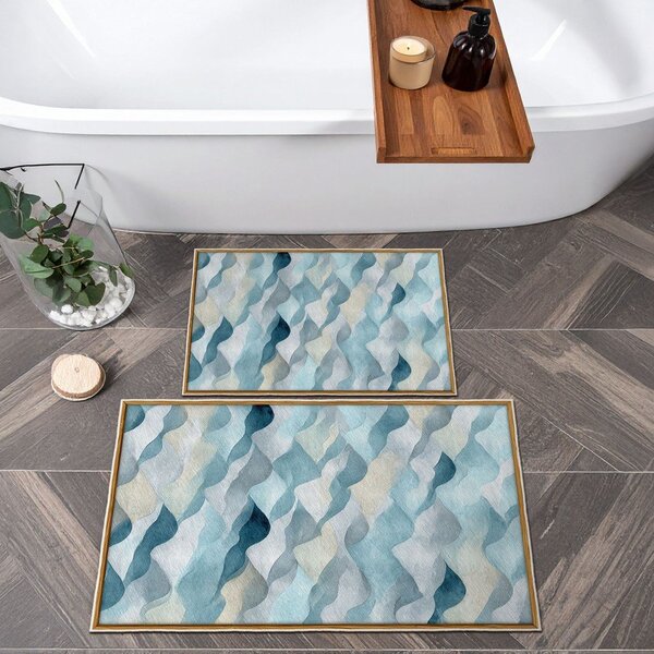 Modré koupelnové předložky v sadě 2 ks 60x100 cm – Foutastic