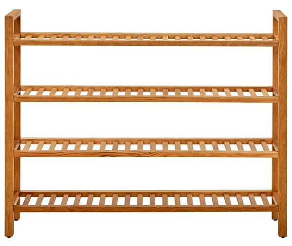 Botník se 4 policemi 100 x 27 x 80 cm masivní dubové dřevo 331750