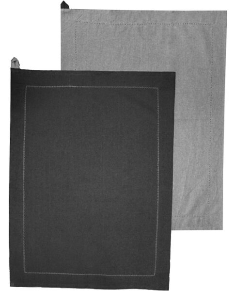 Home Elements utěrka z recyklované bavlny | 2 ks | 50×70 cm | tmavě a světle šedá