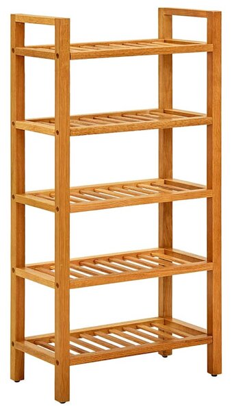 Botník s 5 policemi 50 x 27 x 100 cm masivní dubové dřevo 331747