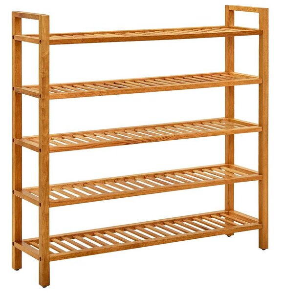 Botník s 5 policemi 100 x 27 x 100 cm masivní dubové dřevo 331751