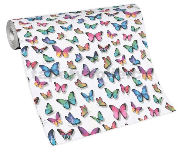 Papírové tapety na zeď Papillon 30000-17, rozměr 10,05 m x 0,53 cm, motýli barevní, Erismann