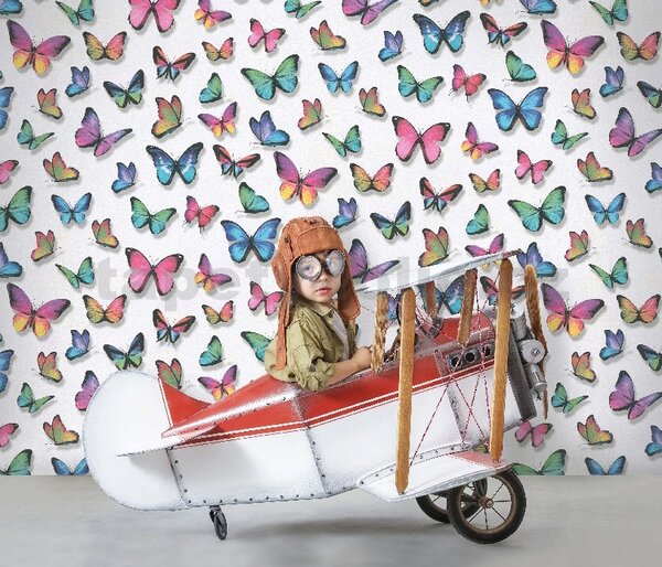 Papírové tapety na zeď Papillon 30000-17, rozměr 10,05 m x 0,53 cm, motýli barevní, Erismann