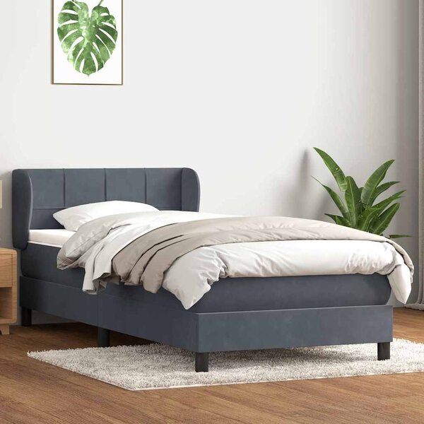 Box spring postel s matrací tmavě šedá 80x220 cm samet 3317548
